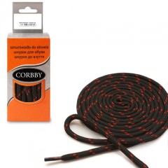 Шнурки для обуви 150см. круглые трекинговые (черно-красные) CORBBY арт.corb5531c
